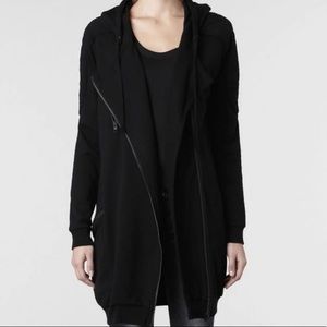 All Saints Long Black Hoodie